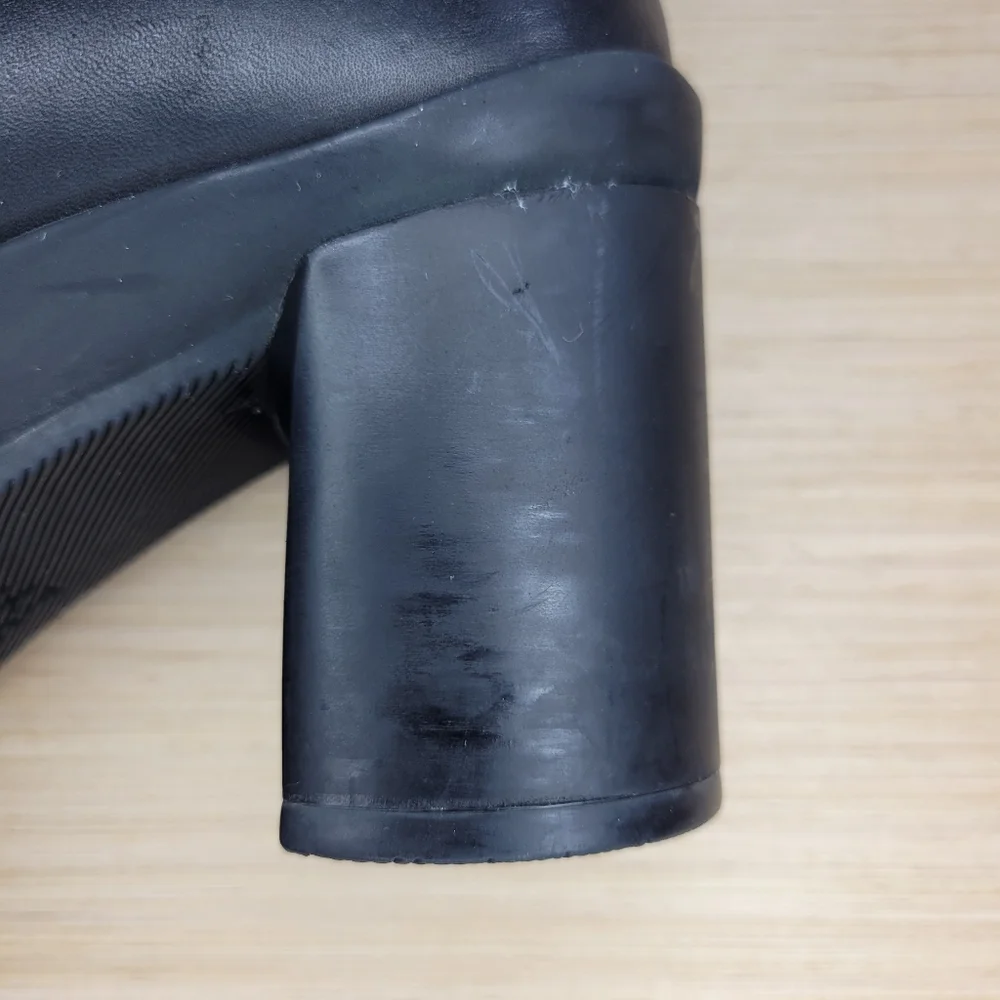 Naturalizer Aimee Black Leather Waterproof Ankle Booties 7M Rainboot